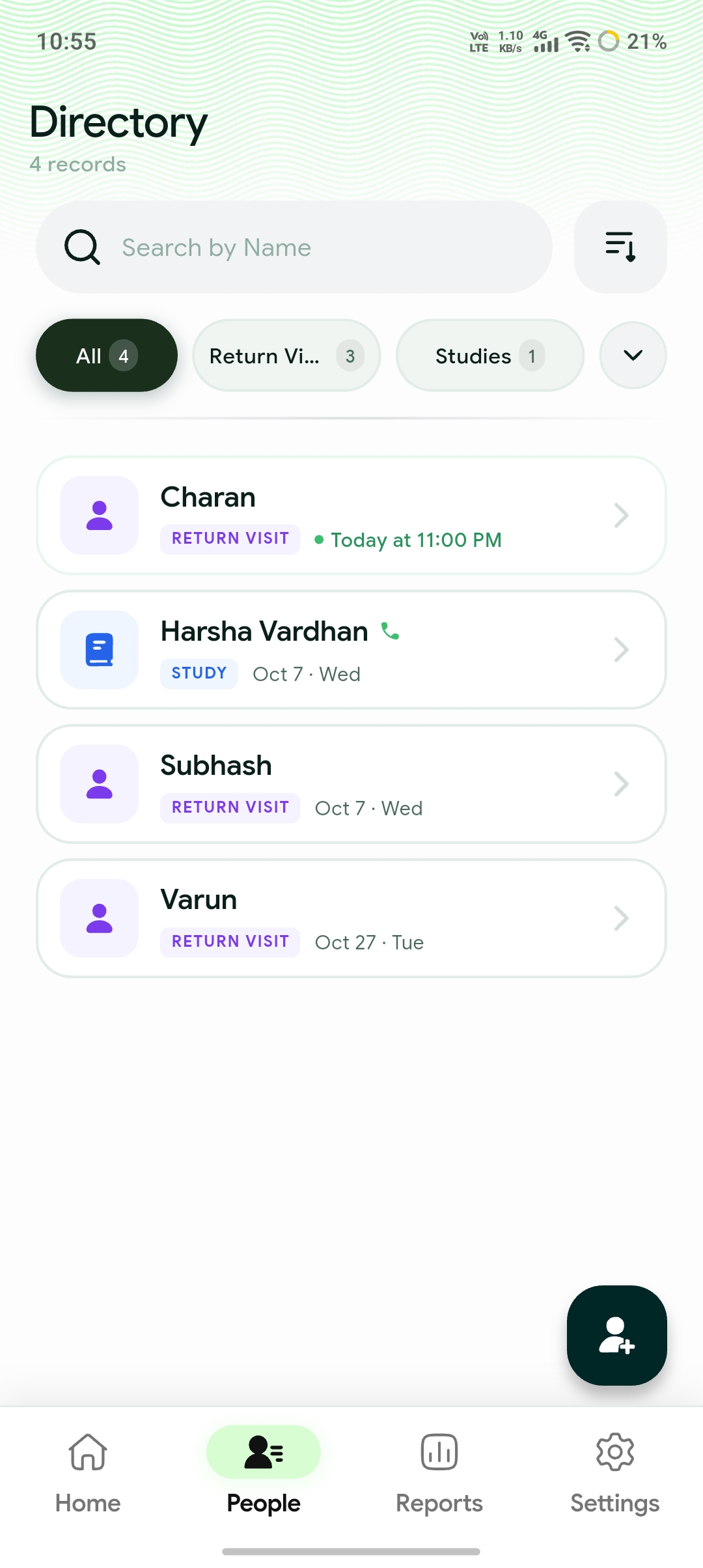 Schedy people list with filters